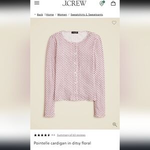 J. Crew Ditsy Floral Pink Long-Sleeve Button Cardigan Size XL